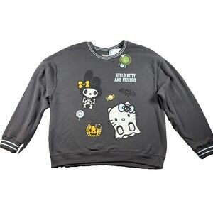 Sweatshirt Womens Sanrio XXL Grey Hello Kitty Halloween Glow In The Dark Spooky